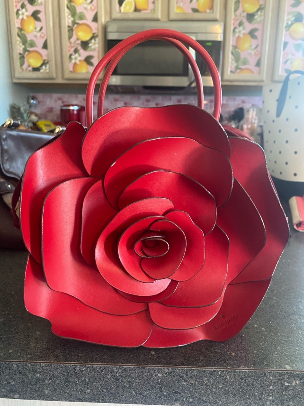kate spade red 3D rose bag